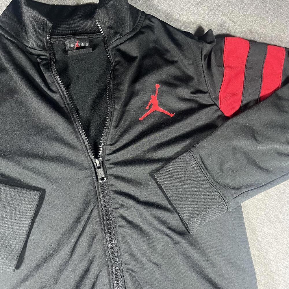 Jordan Black and Red Varsity Jacket Youth Large With Zip-Up Front NBA Michael J - Picture 5 of 7